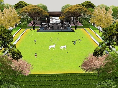 现代新中式景观公园 中央公园 休闲公园
