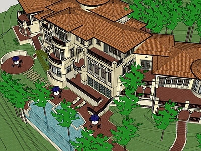 现代新中式酒店建筑 山地酒店建筑