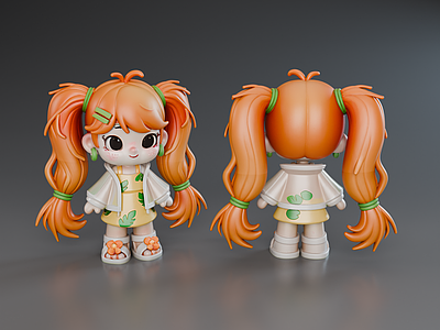 虚拟人物 卡通可爱双马尾女 卡通 小女孩 双马尾 Q版