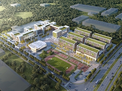 现代学校建筑 现代风格中小学 教育建筑