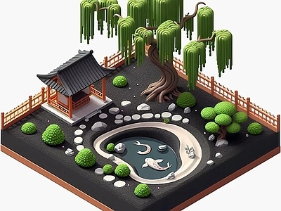 现代其他景观小建筑 小场景地形沙盘