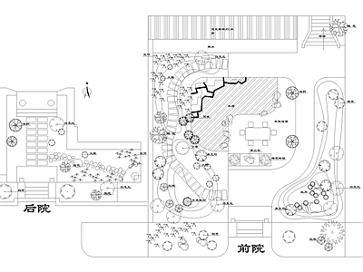 庭院 平面图 植物种植绿化配置 花园庭院 私家庭院 庭院水景 施工图