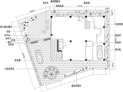 庭院 别墅景观平面图 植物种植绿化配置 花园庭院 私家庭院 庭院水景 施工图