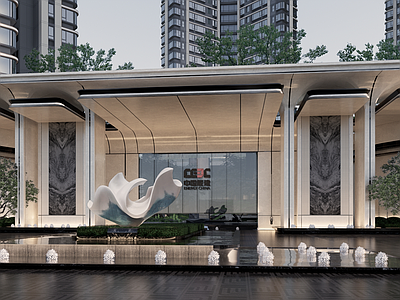 现代商业景观 海派豪宅示范区 小区入口景观 轴线景观 泳池景观 水院景观