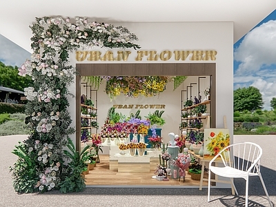 现代橱窗 花店 花文艺展台 景观盆栽