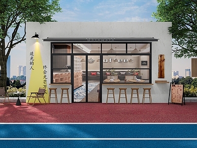 现代其他商业建筑 咖啡店门头