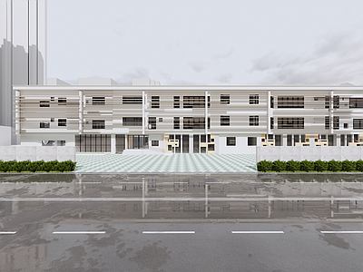 现代其他学校空间 学校走廊 学校大厅