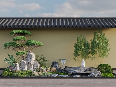 新中式中式其他局部景观 庭院景观 植物堆 景观石 室内景观 景观树