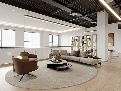 现代轻奢休息区 办公休闲阅读区 茶水区
