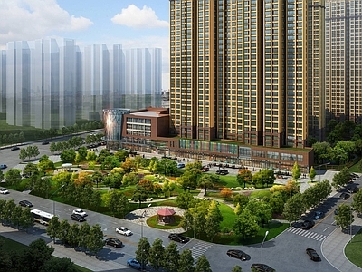 现代高层住宅 小区景观 住宅楼