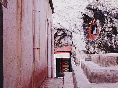 现代新中式街道外景 藏区 佛教 寺庙