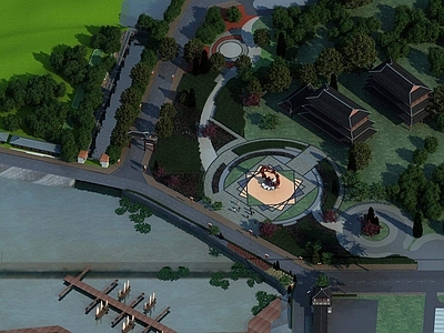 中式公园 公园景观