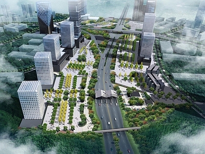 现代桥 收费站 道路广场景观 商业建筑