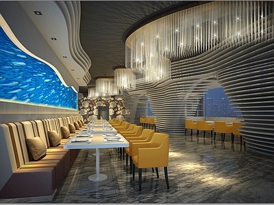 现代自助餐厅 海鲜自助餐厅 施工图