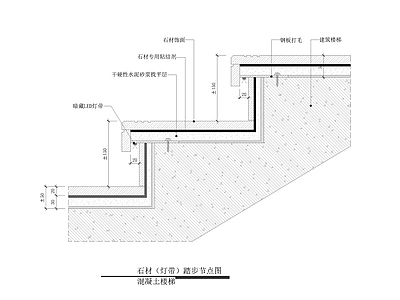地台节点 石材灯带踏步节点 施工图