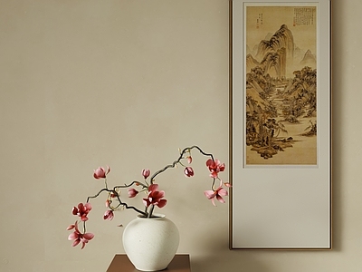 新中式花艺 花瓶花艺 宋式风格装饰画