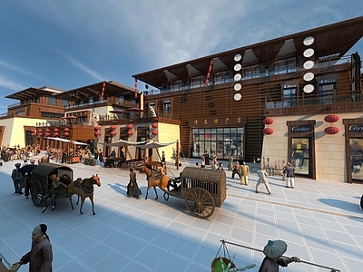中式中古古建 古建 商业街 小镇 古镇 中式建筑
