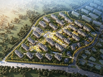 现代新中式其他住宅外观 住宅鸟瞰 住宅小区 住宅 住宅鸟瞰场景 住宅楼