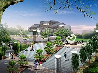 中式公园 山地公园景观