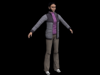 现代穿棉服的女人
