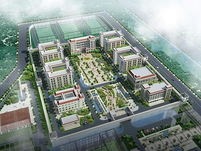 现代鸟瞰规划 重庆九龙坡监狱 宿舍建筑