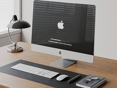电脑 台式电脑 苹果电脑 IMAC 键盘鼠标 台灯