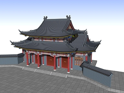 中式古建筑 古建大门 重檐仿古大门 寺庙大门 景区古建大门入口 仿古入口大门