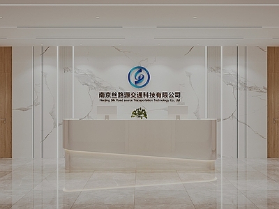 现代新中式办公大厅 现代科技前厅 前台