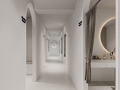 现代婚纱摄影 婚纱店过道 化妆间