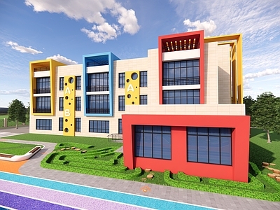 现代简约幼儿园 幼儿园 学校 小学 建筑 外立面