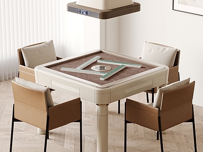 麻将桌 现代麻将桌椅 棋牌桌 休闲桌椅 麻将室 吸烟灯