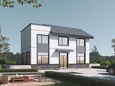 新中式其他住宅外观 新中式自建房 功能用房 物业中心 别墅