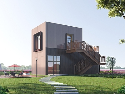 现代艺术风格建筑 现代观景房 旅游景区 花海木屋 景区木屋