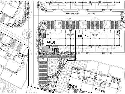 示范区景观 植物种植绿化配置 平面图 展示区样板区 上中下木球类点缀 施工图
