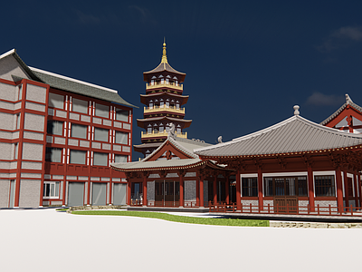 中式古建筑 宋建玄山 歇山
