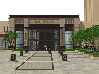 新中式现代入口大门 小区入口大门