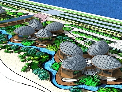 现代公园 海滨景观 滨水景观 水中建筑