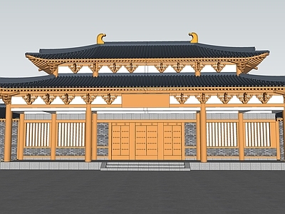 中式寺庙建筑 古庙建筑群山门