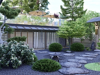 日式禅意乡村庭院 新中式庭院 日式禅意庭院 别墅庭院 庭院景观 日式禅意庭院花园