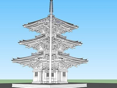 中式古建筑 木塔