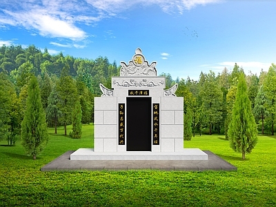 新中式中式公园 新中式青石坟墓