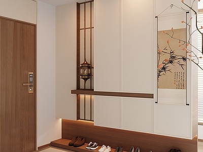 新中式中古玄关 宋氏玄关柜 入户玄关 鞋柜玄关 玄关背景 功能性玄关