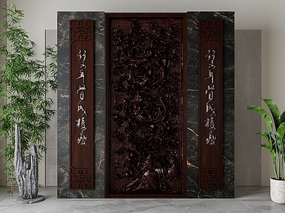 新中式背景墙 新中式玄关背景墙