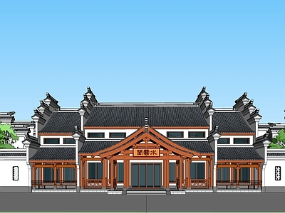 中式古建筑 云水阁古建筑