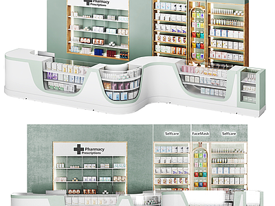 现代药店 现代药店 药品柜 药品柜台 药