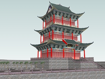 中式古建筑 城门楼