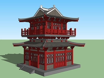 中式古建筑 唐代阁楼