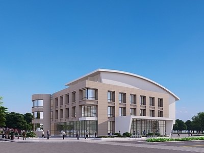 现代图书馆建筑 学校文化馆 礼堂 学校食堂