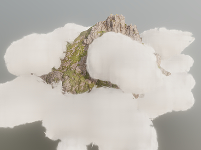现代外景 云山 鸟瞰穿越云层 写实天空云 高山 草地