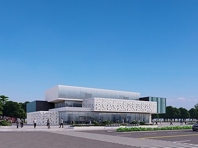 现代展览馆建筑 办公楼 文化馆 综合馆